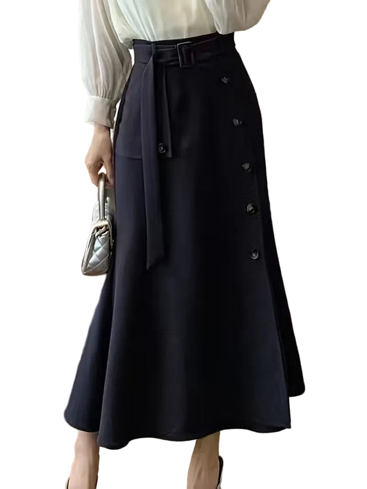 Damska Spódnica Midi Z Guzikami