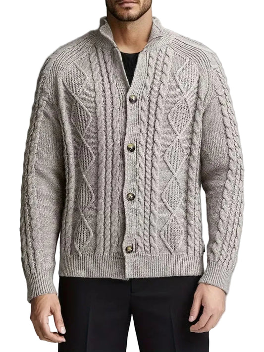 Męski Kardigan Ze Splotem Warkoczowym